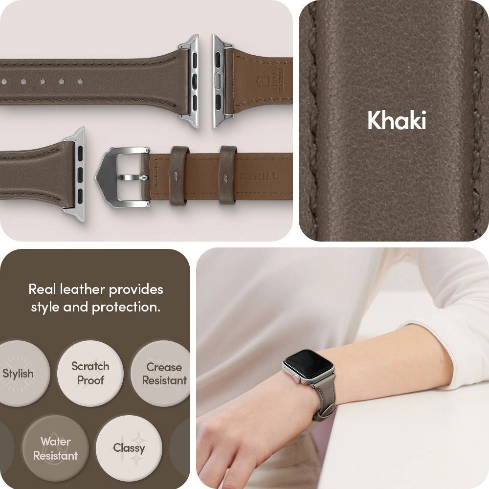 Hurtownia GSM - Pasek Spigen Cyrill Kajuk Apple Watch 4/5/6/7/SE 40/41mm Khaki - SPN2545 - {ean13} - Hurt