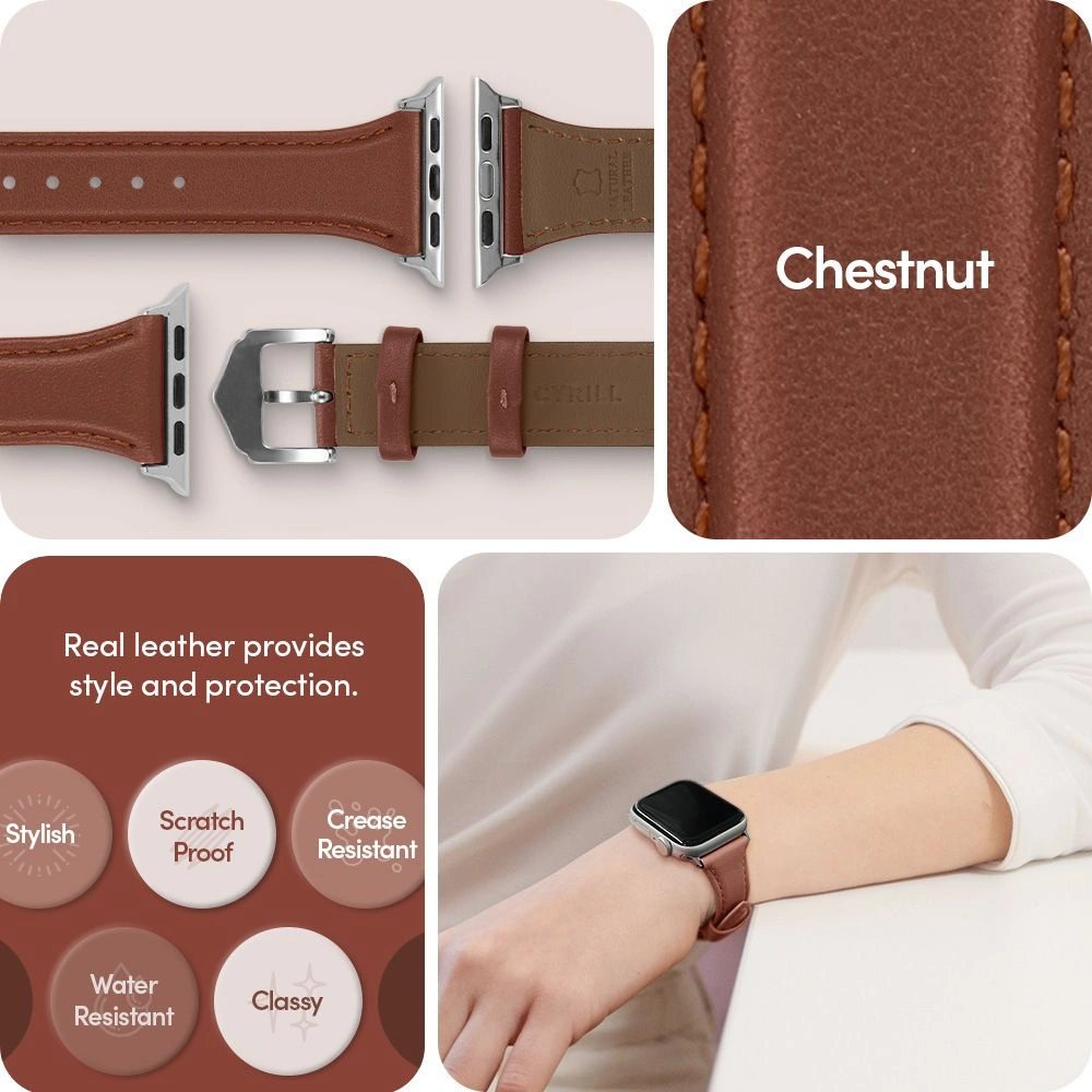 Hurtownia GSM - Pasek Spigen Cyrill Kajuk Apple Watch 4/5/6/7/SE 40/41mm Kaštan - SPN2546 - {ean13} - Hurt