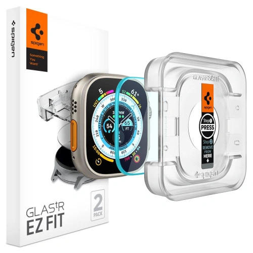 Szkło hartowane Spigen GLAS.tR ez Fit Apple Watch Ultra 1 / 2 / 3 49mm Clear [2 PACK]