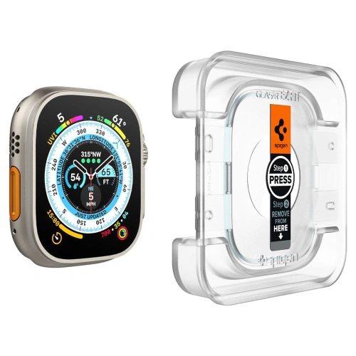Szkło hartowane Spigen GLAS.tR ez Fit Apple Watch Ultra 1 / 2 / 3 49mm Clear [2 PACK]