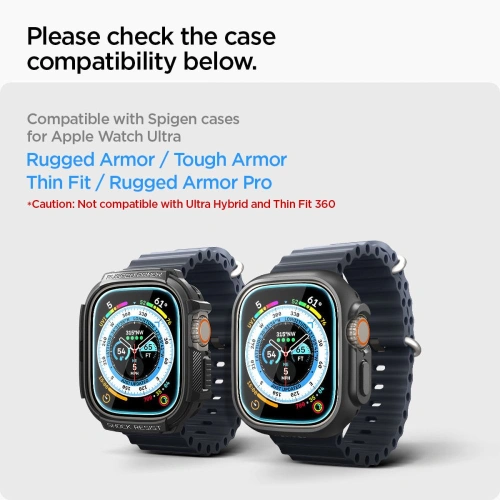 Szkło hartowane Spigen GLAS.tR ez Fit Apple Watch Ultra 1 / 2 / 3 49mm Clear [2 PACK]