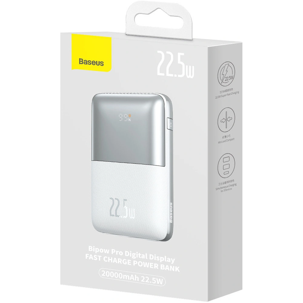 Hurtownia GSM - Powerbank Baseus Bipow Pro 20000mAh 22.5W + kabel USB-A/USB-C 3A 0.3m bílý (PPBD030002) - BSU3609 - {ean13} - Hurt