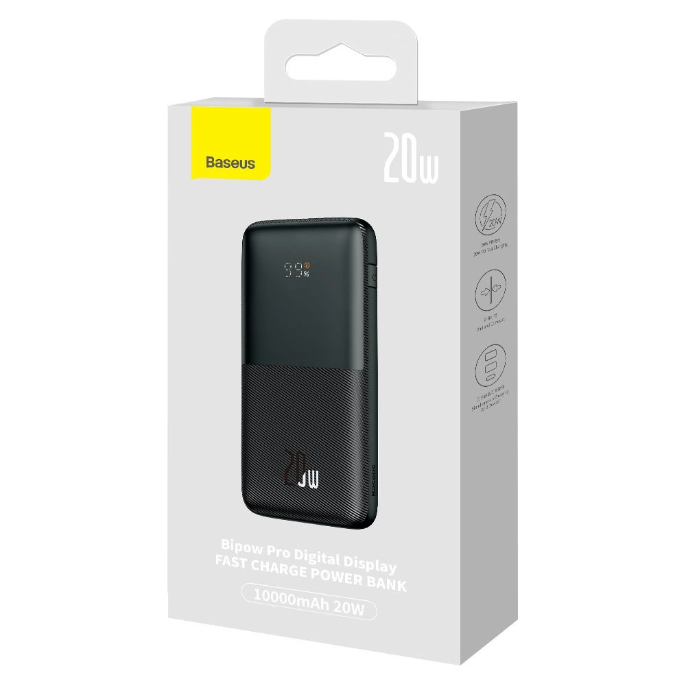 Hurtownia GSM - Powerbank Baseus Bipow Pro 10000mAh 20W + USB-A/USB-C 3A kábel 0.3m fekete - BSU3611 - {ean13} - Hurt