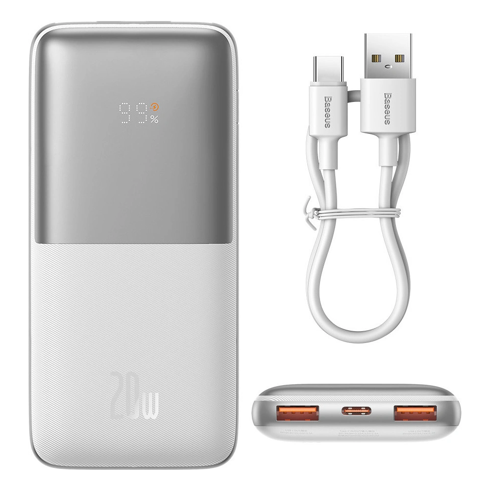 Hurtownia GSM - Powerbank Baseus Bipow Pro 10000mAh 20W + USB-A/USB-C 3A kábel 0.3m fehér - BSU3612 - {ean13} - Hurt