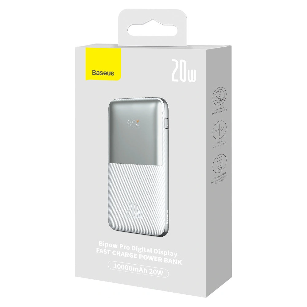 Hurtownia GSM - Powerbank Baseus Bipow Pro 10000mAh 20W + USB-A/USB-C 3A kábel 0.3m fehér - BSU3612 - {ean13} - Hurt