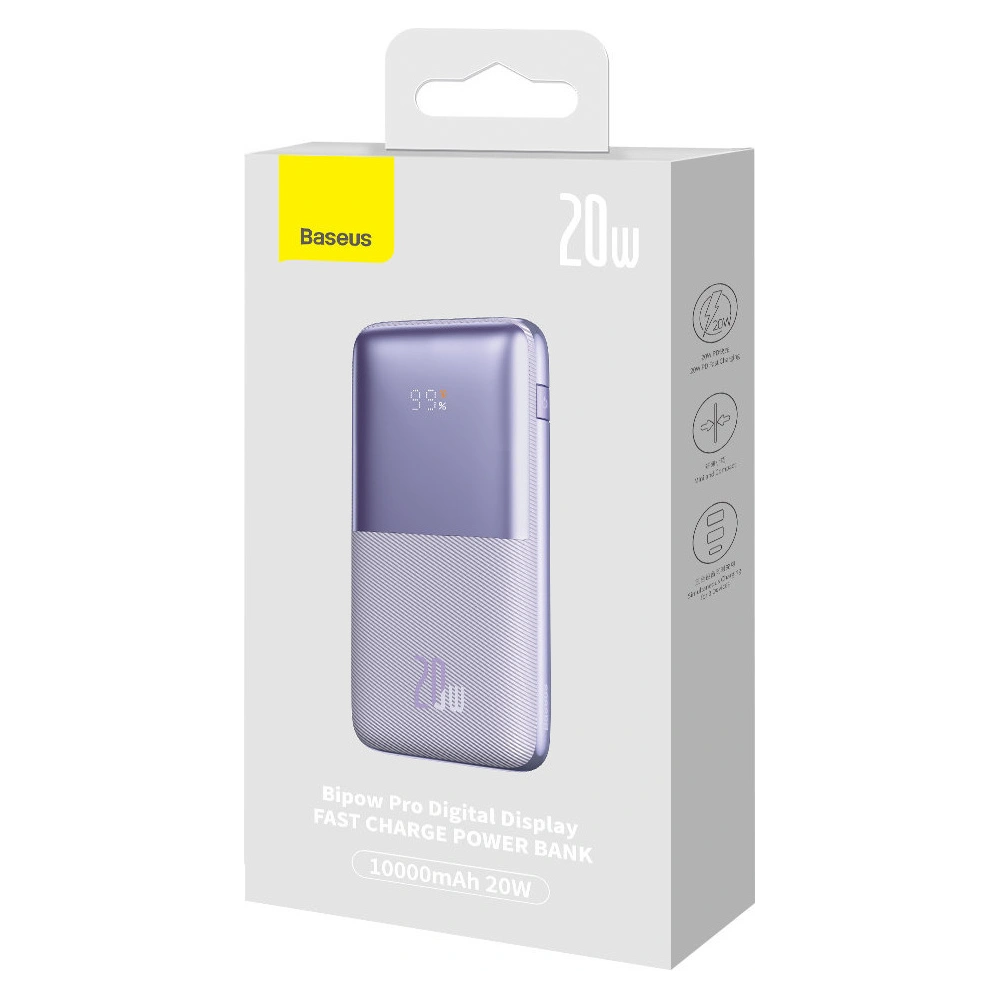 Wholesale Powerbank Baseus Bipow Pro 10000mAh 20W + USB-A/USB-C cable 3A 0.3m purple - BSU3614 - {ean13} - Hurt