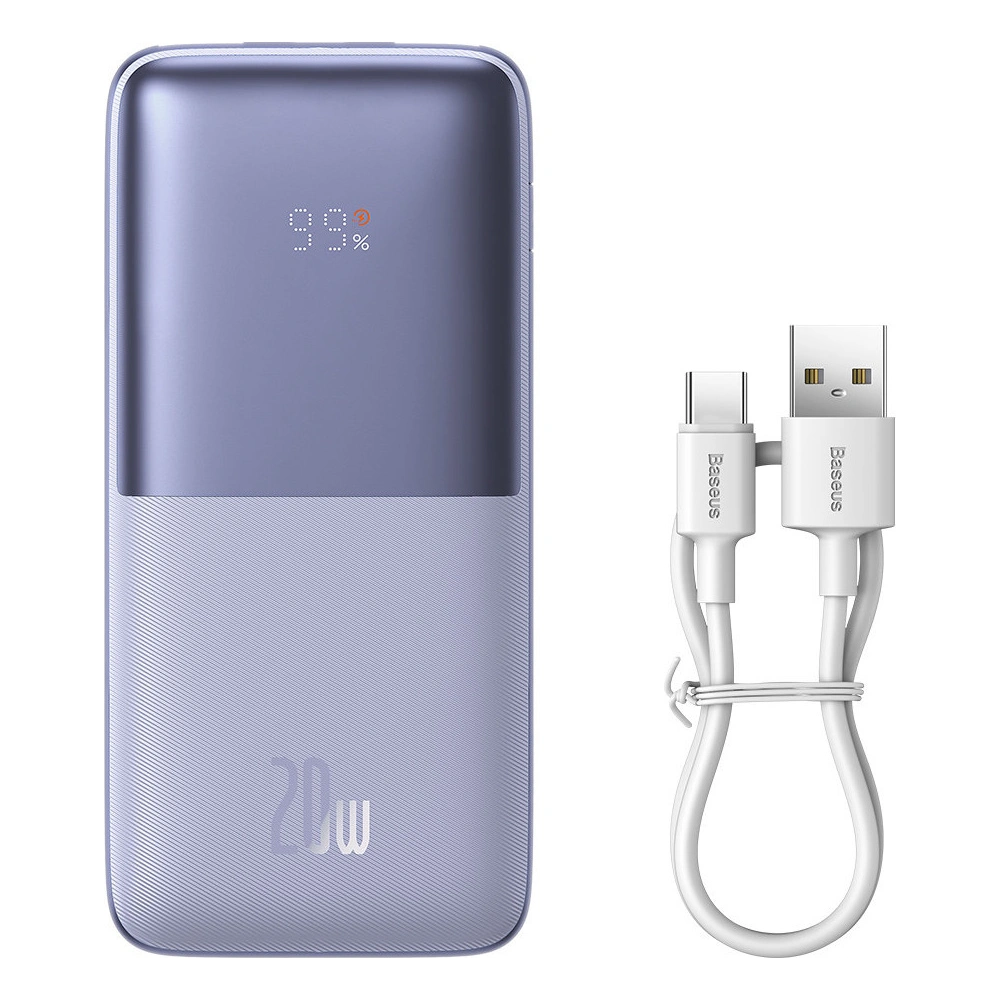 Wholesale Powerbank Baseus Bipow Pro 10000mAh 20W + USB-A/USB-C cable 3A 0.3m purple - BSU3614 - {ean13} - Hurt
