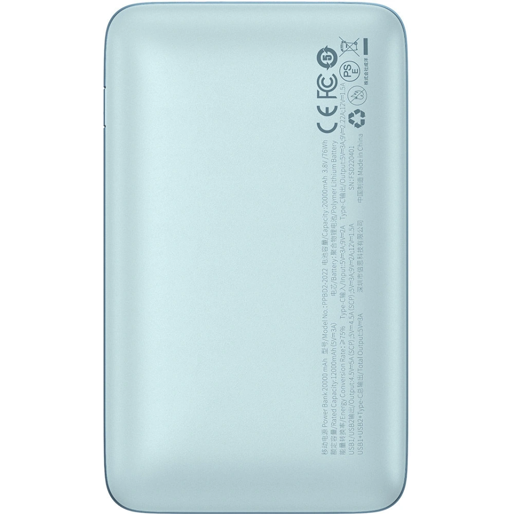 Hurtownia GSM - Powerbank Baseus Bipow Pro 20000mAh 22.5W + USB-A/USB-C 3A kábel 0.3m kék - BSU3616 - {ean13} - Hurt