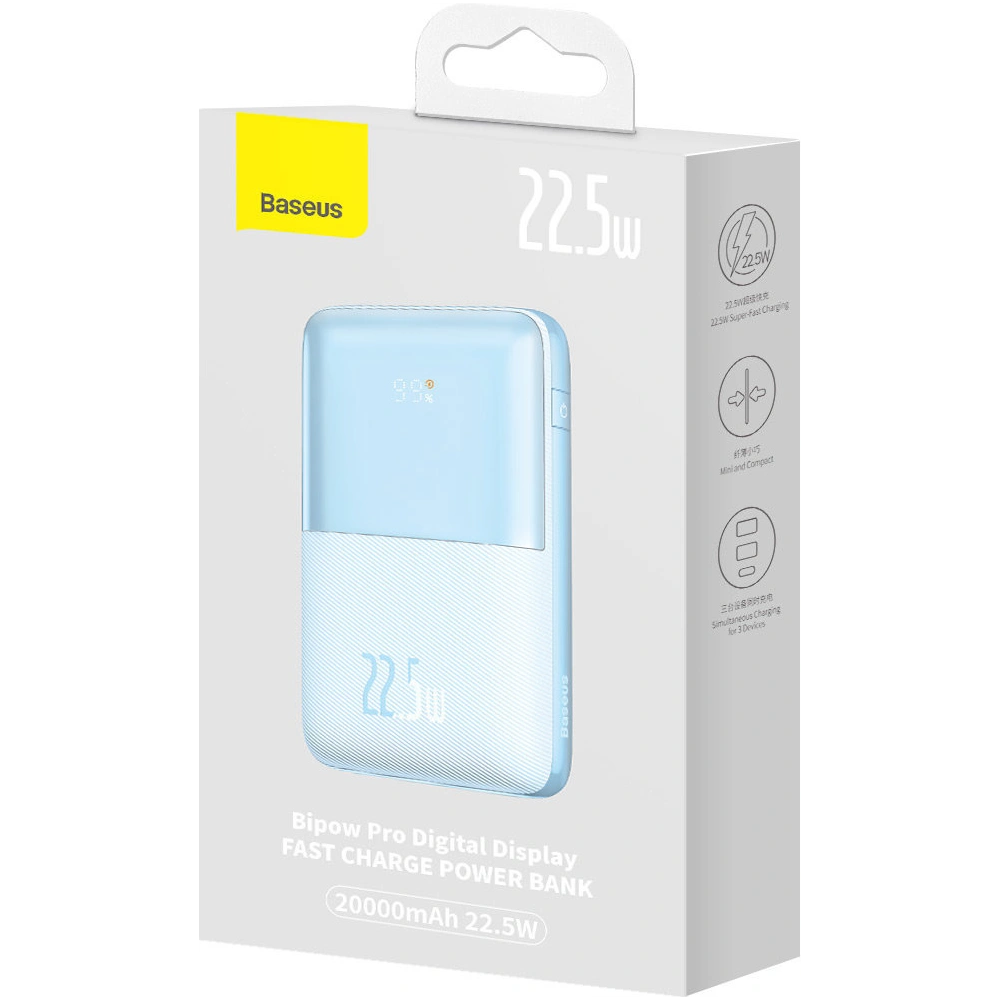 Hurtownia GSM - Powerbank Baseus Bipow Pro 20000mAh 22.5W + USB-A/USB-C 3A kábel 0.3m kék - BSU3616 - {ean13} - Hurt