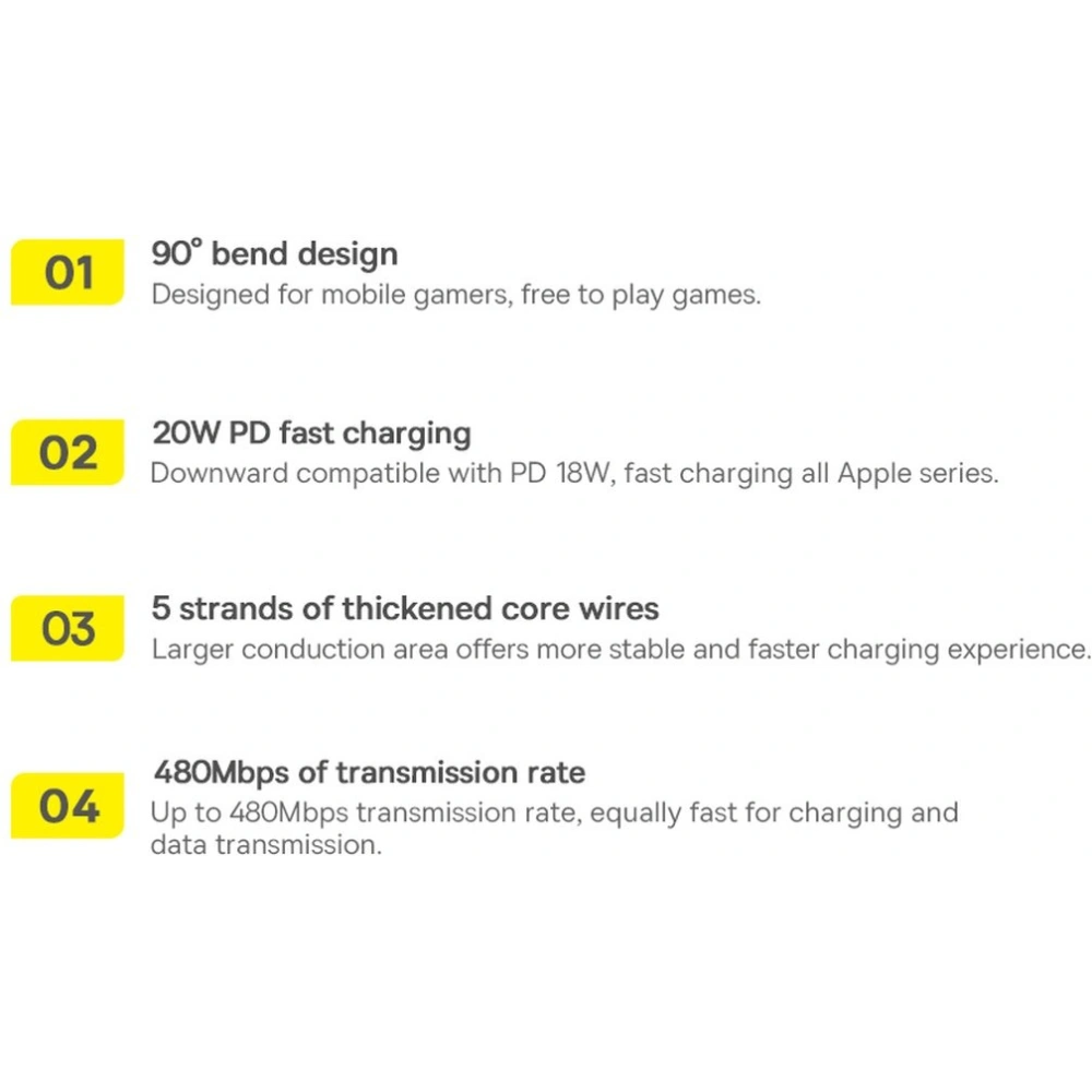 Kabel kątowy Baseus MVP 2 Elbow Power Delivery USB-C/Lightning 1m 20W roșu