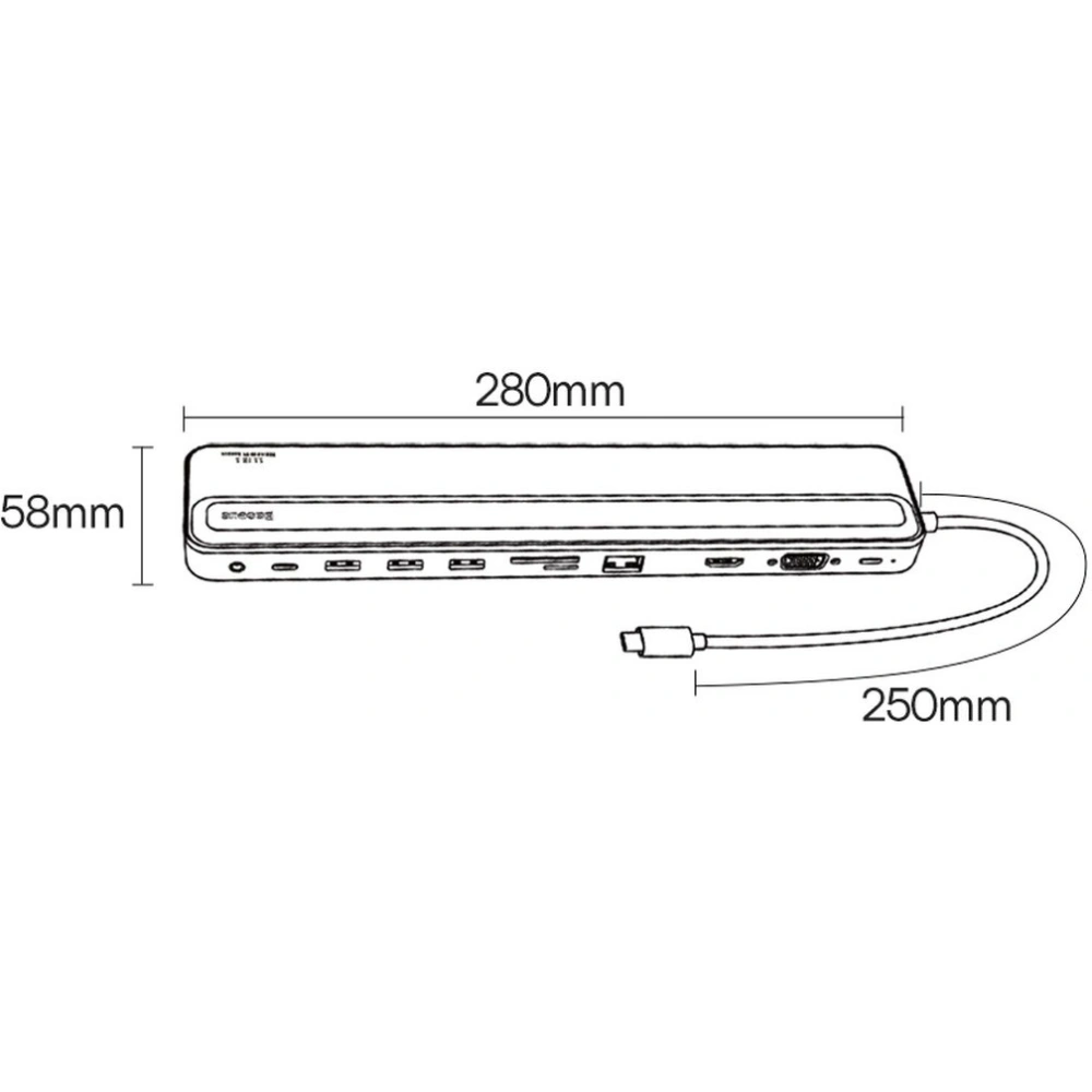 Hurtownia GSM - Hub Baseus EliteJoy Gen2 11w1 + kabel USB-C 0,25m šedý - BSU3621 - {ean13} - Hurt