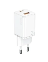 Ładowarka sieciowa USAMS T43 1xUSB-C+1xUSB 33W PD3.0 +QC3.0 Fast Charging biały/white CC144TC02