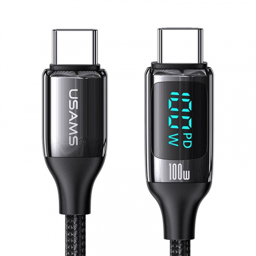 Usams Distributor - 6958444978017 - USA814 - USAMS U78 Cable USB-C/USB-C LED 3m 100W Fast Charging black US-SJ559 - B2B homescreen
