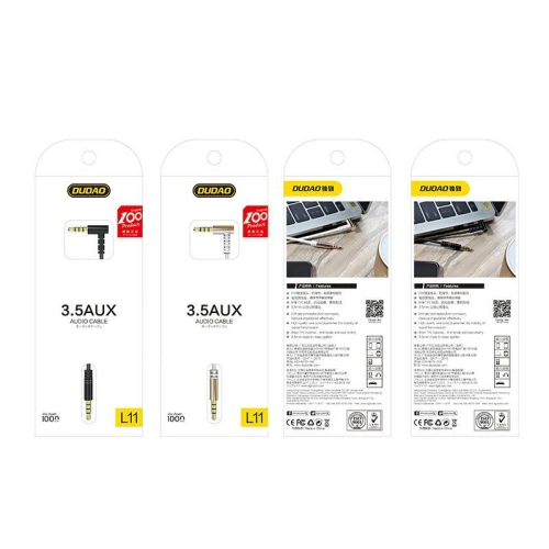 Kabel audio kątowy Dudao AUX mini jack 3.5mm 1m czarny (L11)