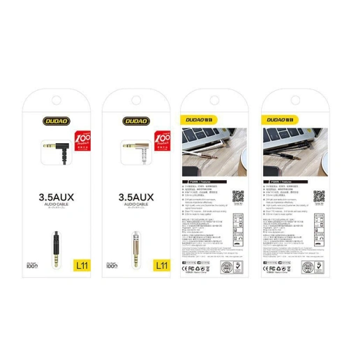 Kabel audio kątowy Dudao AUX mini jack 3.5mm 1m biały (L11)