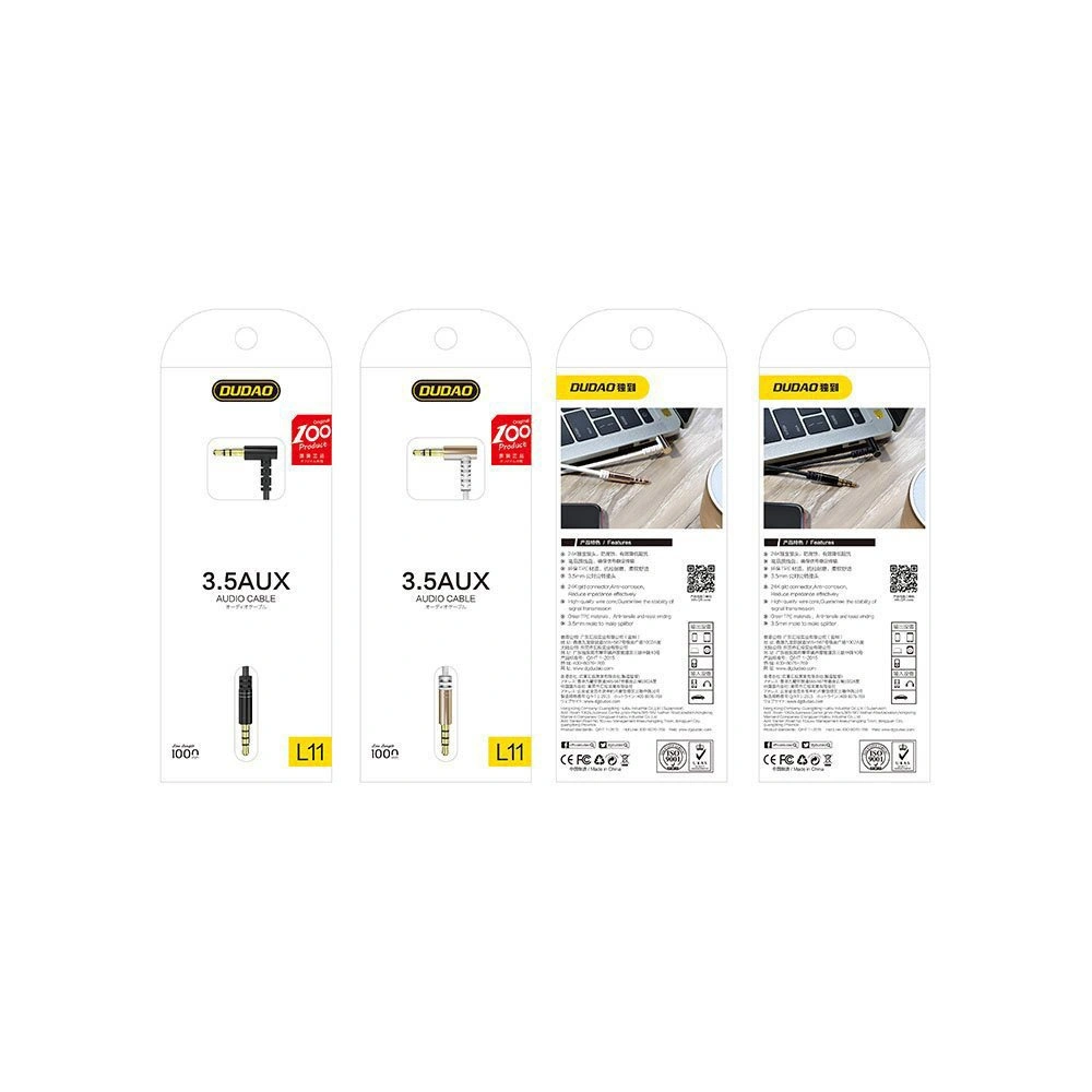 Wholesale Dudao angled cable AUX mini jack 3.5mm cable 1m white (L11 white) - DDA4 - {ean13} - Hurt