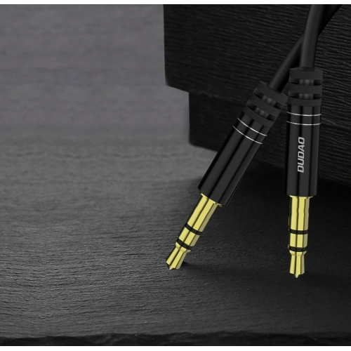 Kabel audio sprężynowy Dudao AUX mini jack 3.5mm ~150cm czarny (L12)