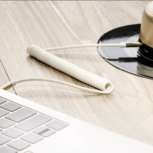 Wholesale Dudao long stretchable cable AUX mini jack 3.5mm spring 150cm white (L12 white) - DDA6 - {ean13} - Hurt