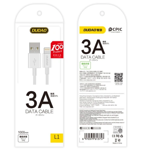 Kabel Dudao USB/microUSB 3A 1m biały (L1M)