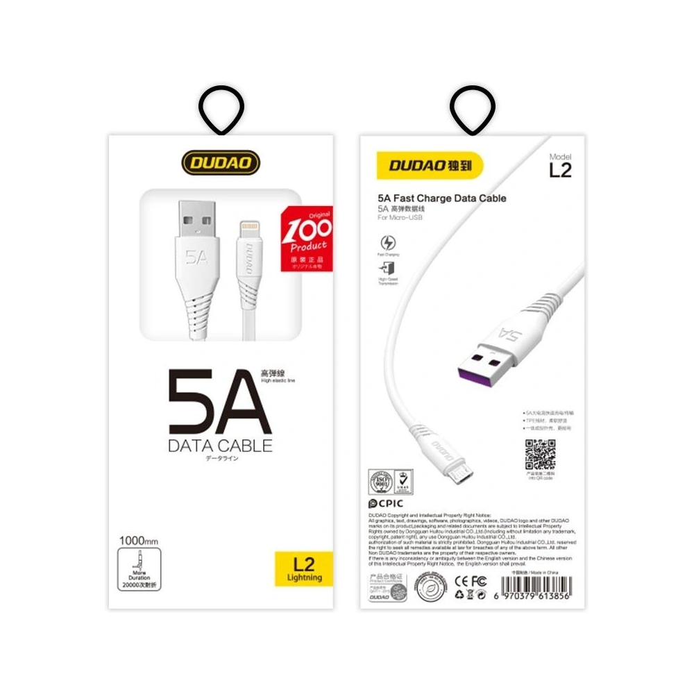 Hurtownia GSM - Kabel Dudao USB/microUSB 5A 1m weiß (L2M) - DDA13 - {ean13} - Hurt