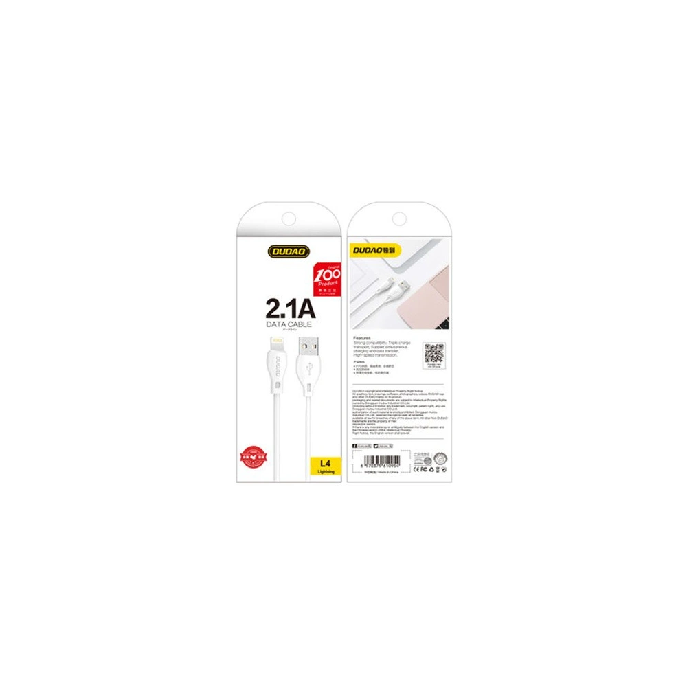 Hurtownia GSM - Kábel Dudao USB/Lightning 2.1A 2m fehér (L4L) - DDA17 - {ean13} - Hurt