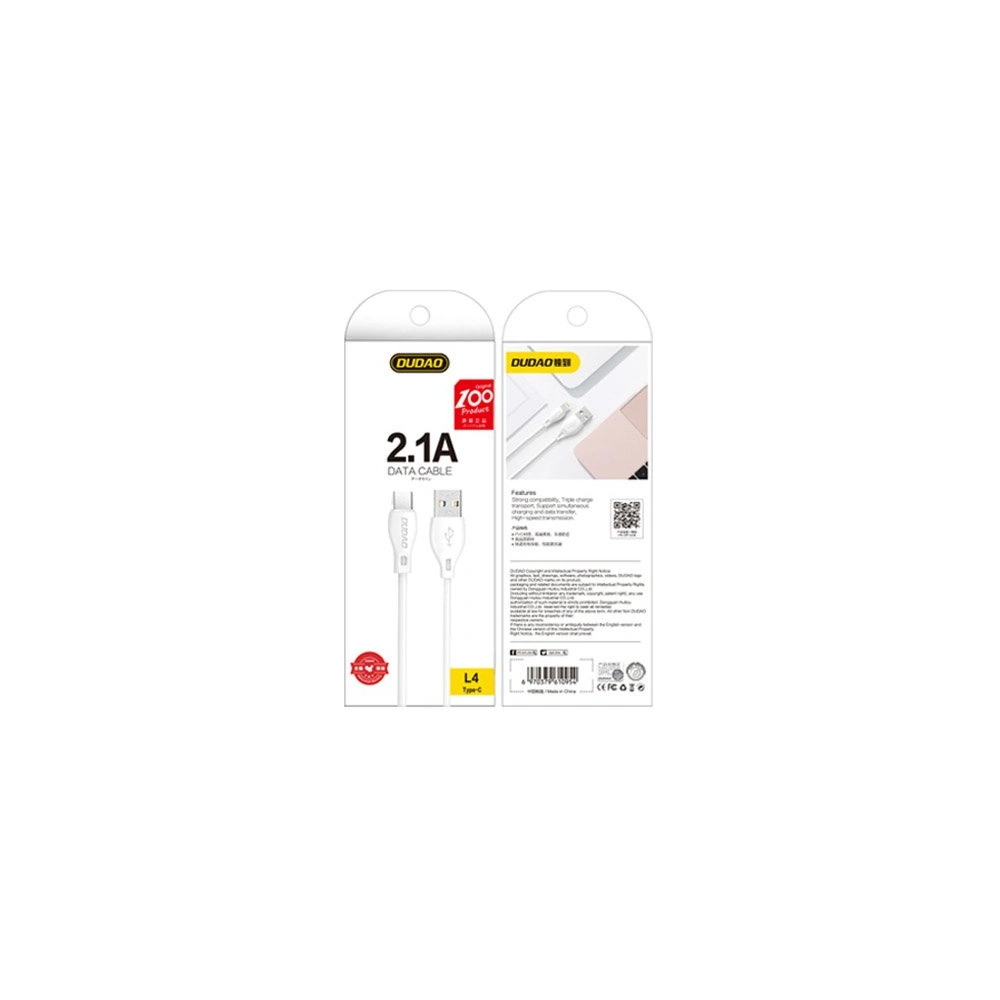 Hurtownia GSM - Kabel Dudao USB-C 2.1A 1m bílý (L4T 1m white) - DDA20 - {ean13} - Hurt
