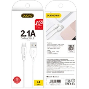 Hurtownia GSM - Kabel Dudao USB-C 2.1A 2m bílý (L4T 2m white) - DDA21 - {ean13} - Hurt