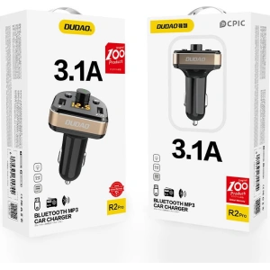 Hurtownia GSM - Transmiter FM Dudao Bluetooth MP3 3.1A 2xUSB černý (R2Pro) - DDA22 - {ean13} - Hurt