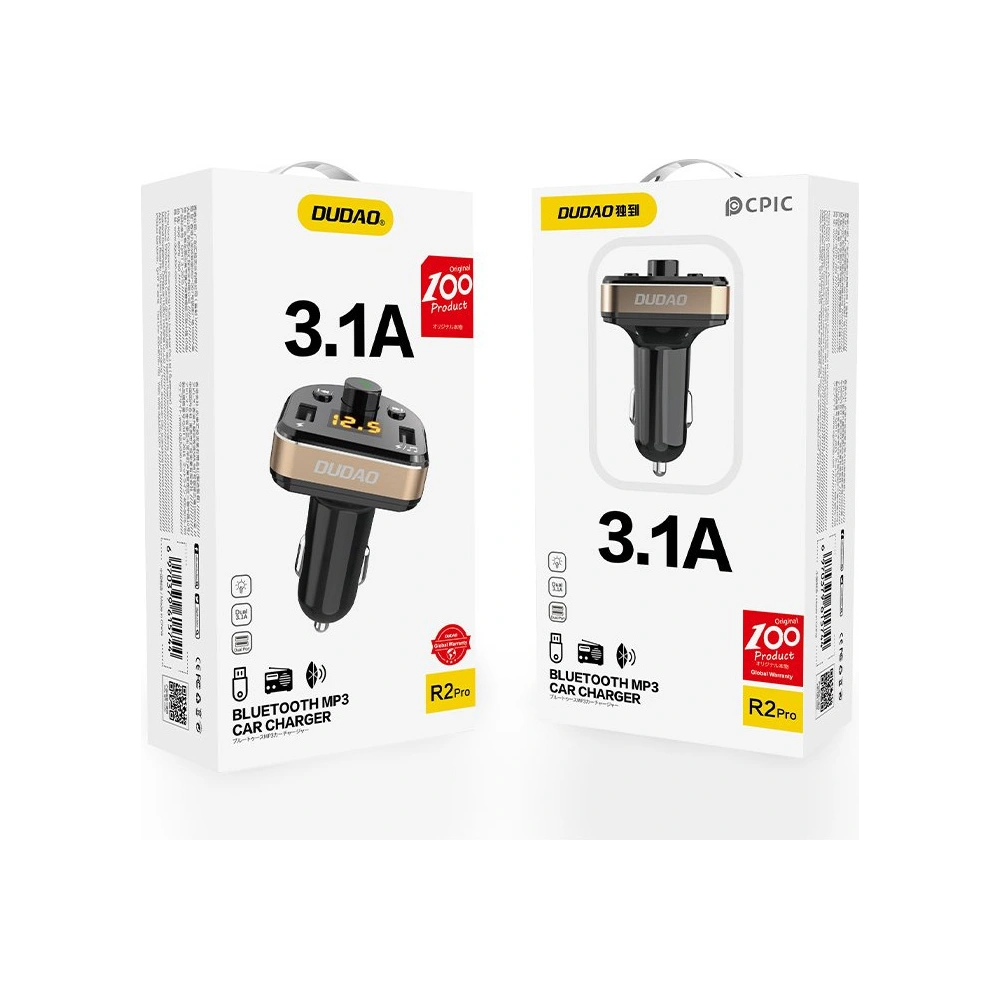 Hurtownia GSM - FM-Transmitter Dudao Bluetooth MP3 3.1A 2xUSB schwarz (R2Pro) - DDA22 - {ean13} - Hurt