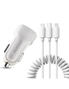 Hurtownia GSM - Auto nabíječka Dudao 2x USB 2.4A + USB kabel 3w1 Lightning/USB-C/microUSB bílá (R7) - DDA24 - {ean13} - Hurt
