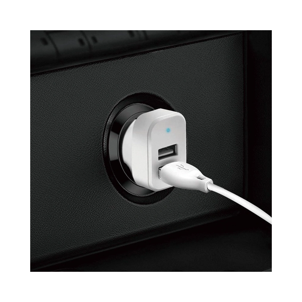 Hurtownia GSM - Auto nabíječka Dudao 2x USB 2.4A + USB kabel 3w1 Lightning/USB-C/microUSB bílá (R7) - DDA24 - {ean13} - Hurt