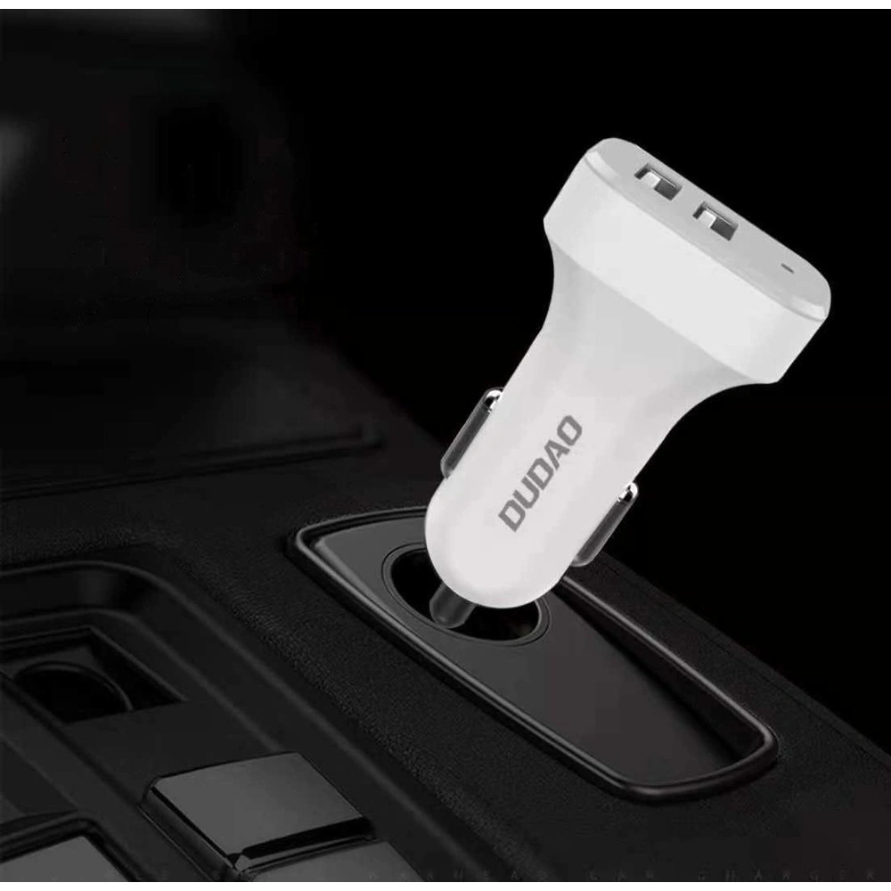 Hurtownia GSM - Auto nabíječka Dudao 2x USB 2.4A + USB kabel 3w1 Lightning/USB-C/microUSB bílá (R7) - DDA24 - {ean13} - Hurt