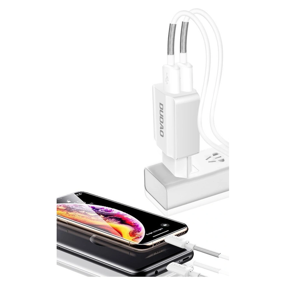 Hurtownia GSM - Hálózati töltő Dudao 2x USB 5V/2.4A fehér (A2EU white) - DDA27 - {ean13} - Hurt