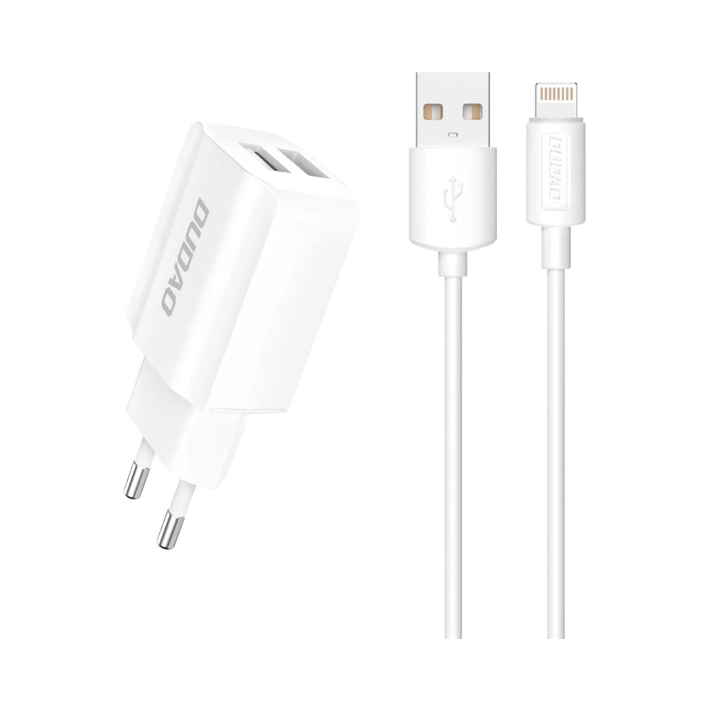 Hurtownia GSM - Hálózati töltő Dudao 2x USB 5V/2.4A + fehér Lightning kábel (A2EU) - DDA28 - {ean13} - Hurt