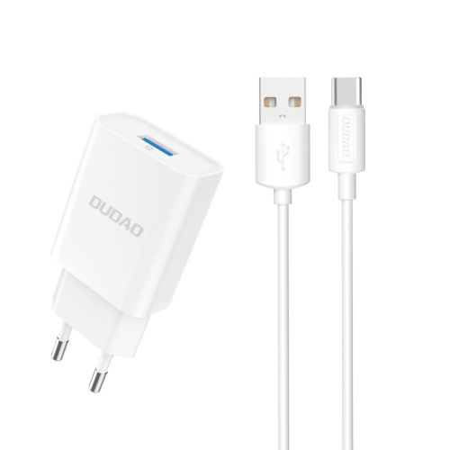 Dudao Distributor - 6970379615836 - DDA33 - Dudao charger EU USB 5V / 2.4A QC3.0 Quick Charge 3.0 + cable USB Type C white (A3EU + Type-c white) - B2B homescreen