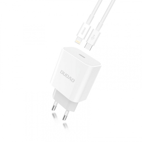 Dudao Distributor - 6970379616666 - DDA34 - Dudao fast EU USB Type C Power Delivery 18W charger + cable USB Type C / Lightning cable 1m white (A8EU + PD cable white) - B2B homescreen