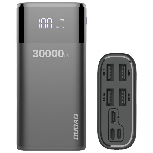 Dudao Distributor - 6970379615911 - DDA36 - Dudao powerbank 4x USB 30000mAh with LCD 3A display black (K8Max black) - B2B homescreen