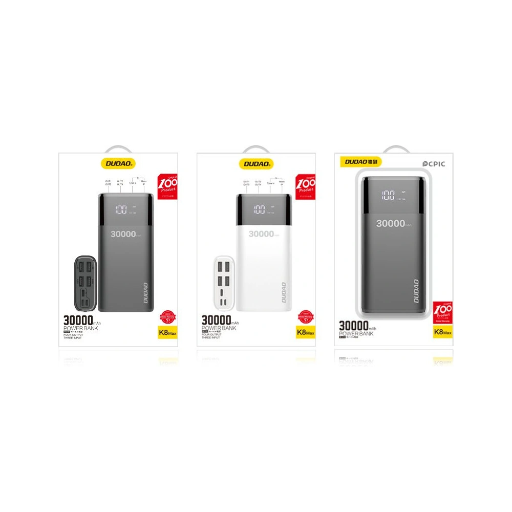 Wholesale Dudao powerbank 4x USB 30000mAh with LCD 3A display black (K8Max black) - DDA36 - {ean13} - Hurt