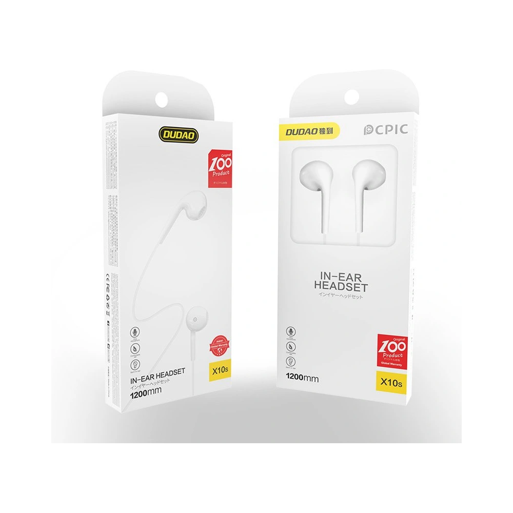 Wholesale Dudao in-ear wired mini jack 3.5mm earphone headset white (X10S white) - DDA37 - {ean13} - Hurt