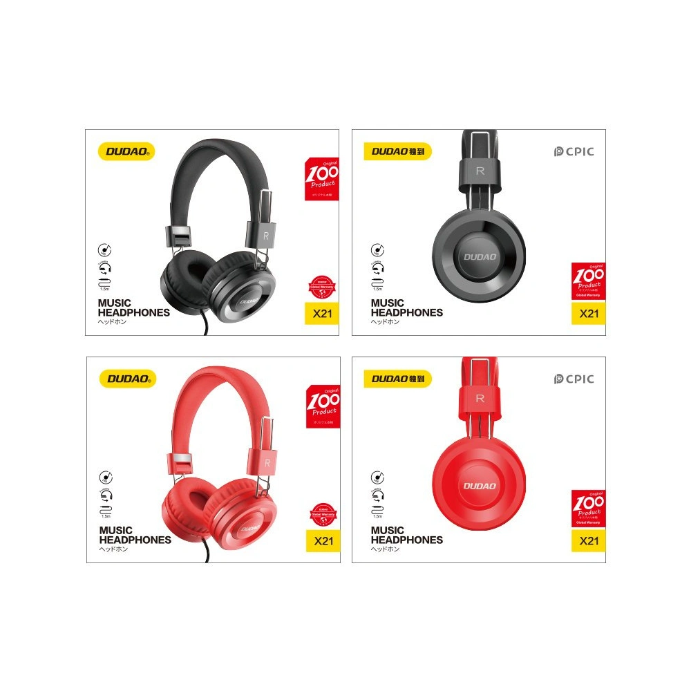 Wholesale Dudao wired headphones black (X21 black) - DDA38 - {ean13} - Hurt