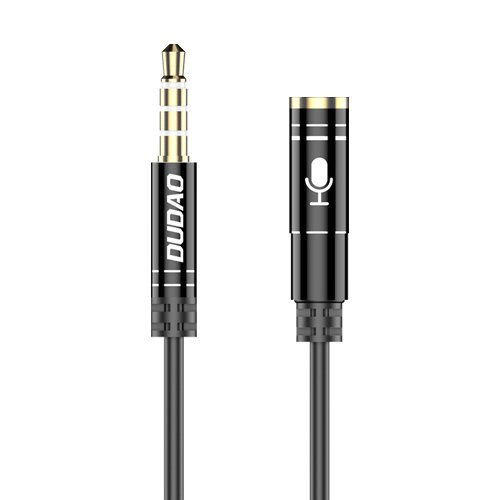 Dudao Distributor - 6970379614532 - DDA40 - Dudao 4 poles cable AUX extension cord for headphones with microphone 3.5 mm mini jack black - B2B homescreen