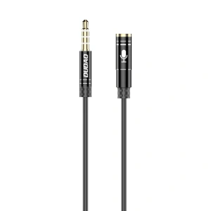 Wholesale Dudao 4 poles cable AUX extension cord for headphones with microphone 3.5 mm mini jack black - DDA40 - {ean13} - Hurt