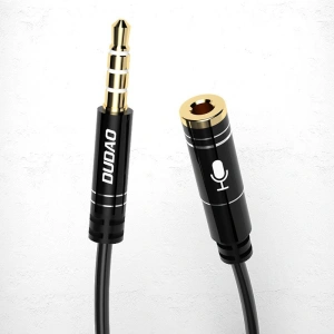 Wholesale Dudao 4 poles cable AUX extension cord for headphones with microphone 3.5 mm mini jack black - DDA40 - {ean13} - Hurt