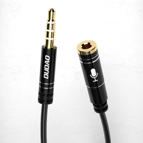 Kabel audio przedłużacz Dudao AUX do słuchawek z mikrofonem 3,5 mm mini jack black