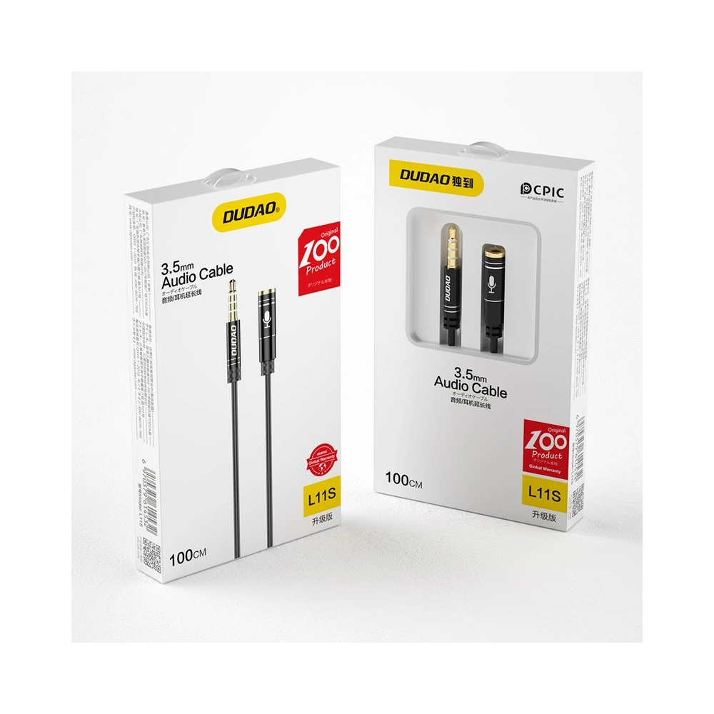 Hurtownia GSM - Kabel audio prodlužovač Dudao AUX pro sluchátka s mikrofonem 3,5 mm mini jack černý - DDA40 - {ean13} - Hurt