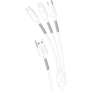 Kabel Dudao 3w1 USB - Lightning/USB-C/microUSB 1.2m 4A biały (L8s)