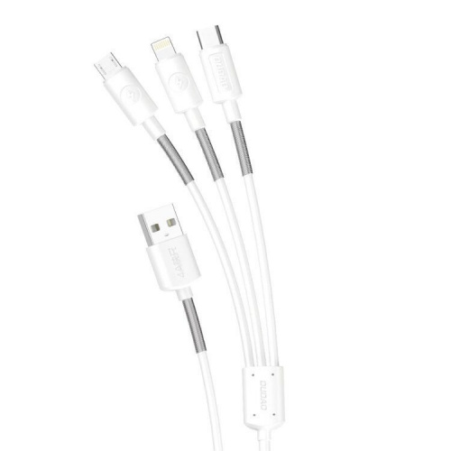 Dudao Distributor - 6970379610558 - DDA42 - Dudao 3in1 USB cable - Lightning / USB Type C / micro USB 1.2m 4A white (L8s white) - B2B homescreen