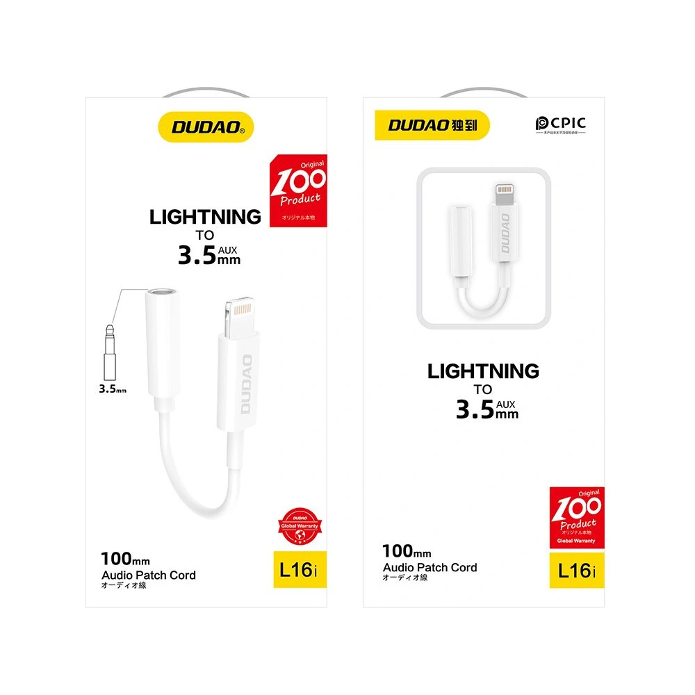 Hurtownia GSM - Adaptér audio Dudao Lightning/mini jack 3,5mm bílý (L16i) - DDA45 - {ean13} - Hurt