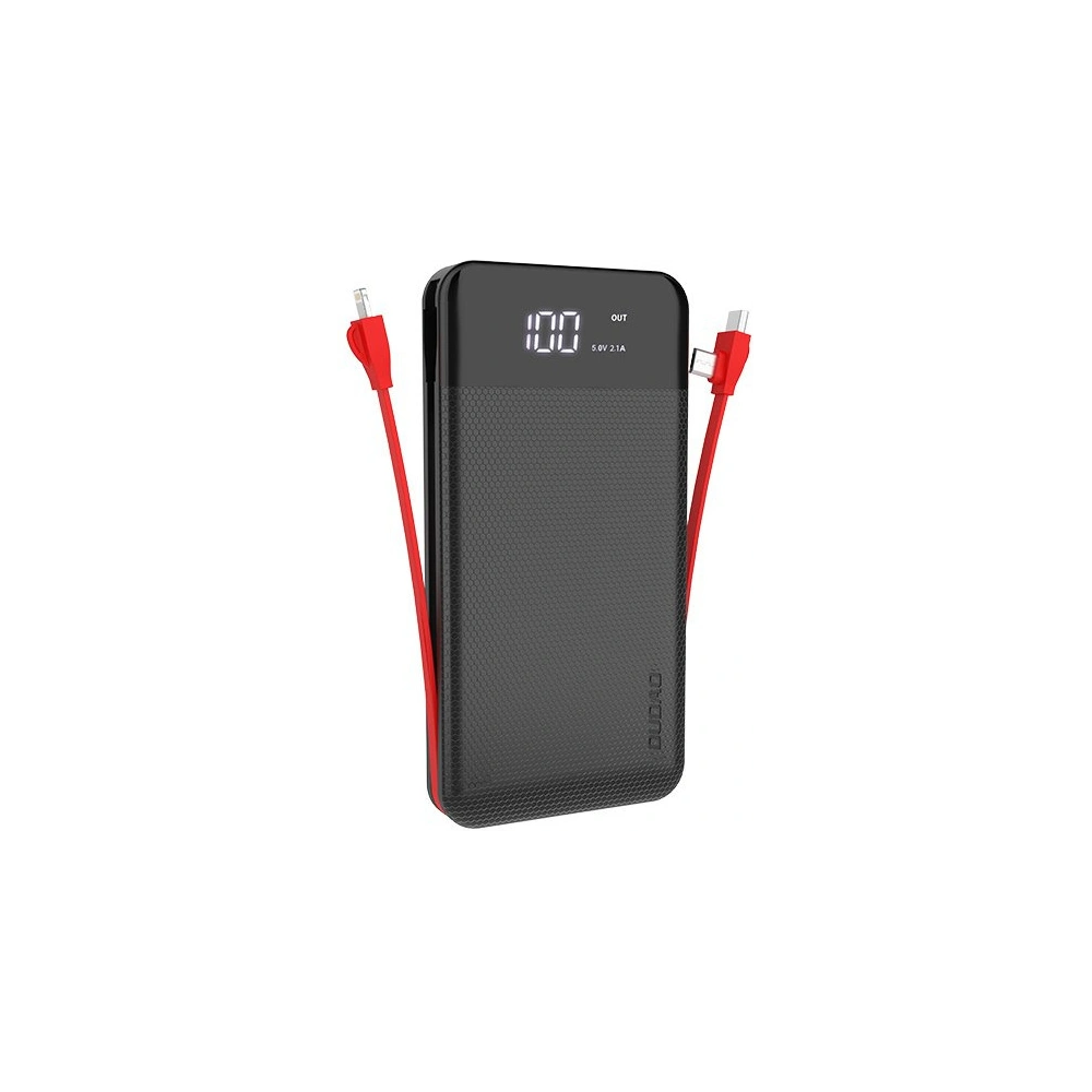 Wholesale Dudao 2x USB powerbank 10000mAh 2A built-in cable 3in1 Lightning / USB Type C / micro USB 3A black (K1A black) - DDA47 - {ean13} - Hurt