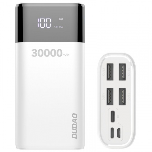 Dudao Distributor - 6970379615904 - DDA48 - Dudao powerbank 4x USB 30000mAh with LCD 3A display white (K8Max white) - B2B homescreen